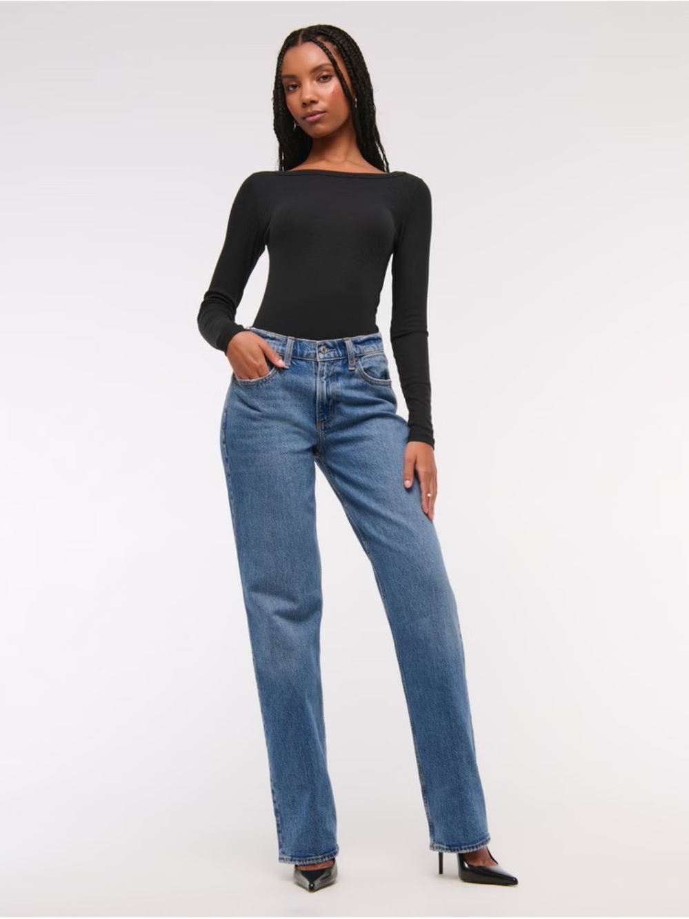 Abercrombie & Fitch low Rise Straight baggy Jean- Blue Denim